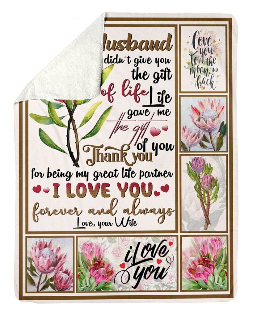 Flower To My Husband Sherpa Fleece Blanket