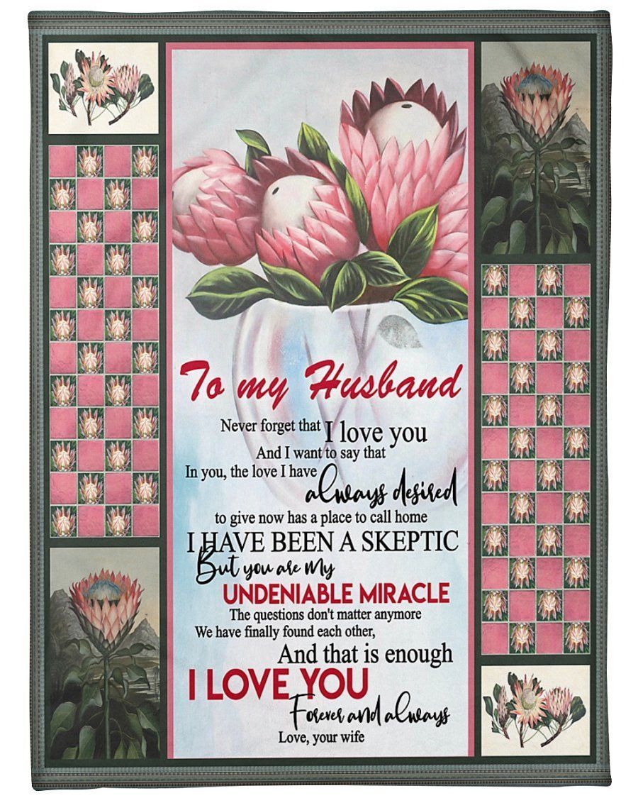 Flower To My Husband Never Forget That I Love You Fleece Blanket