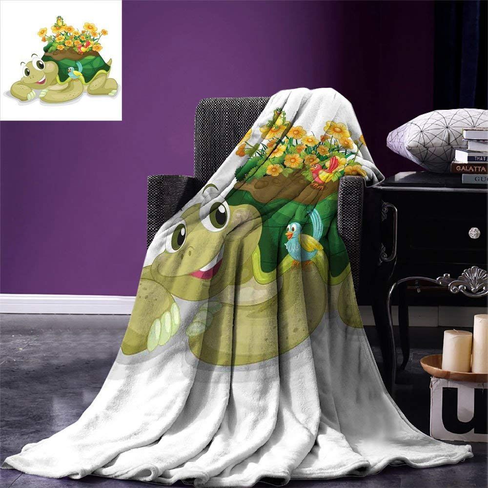 Flower Turtle Sherpa Fleece Blanket