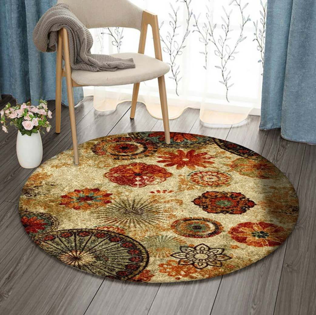 Flower Vintage Round Carpet