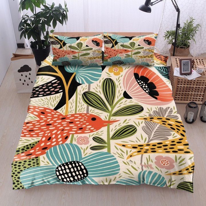 Flowers And Bird Art Bedding Set