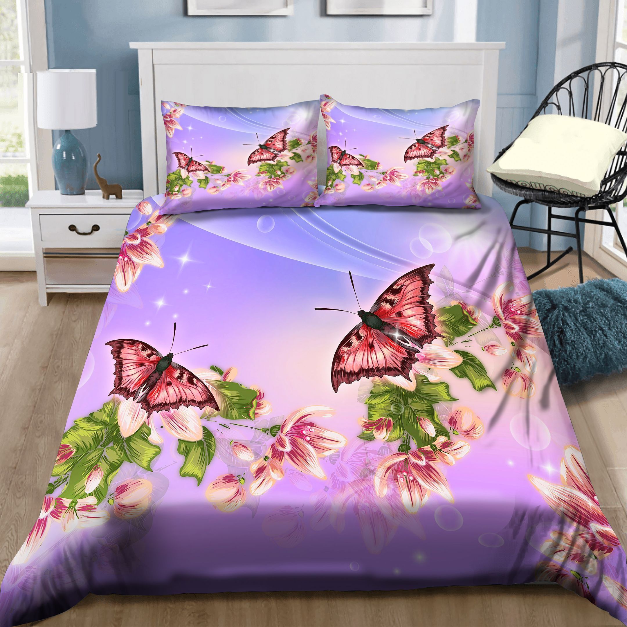 Flowers And Butterflies Bedding Set