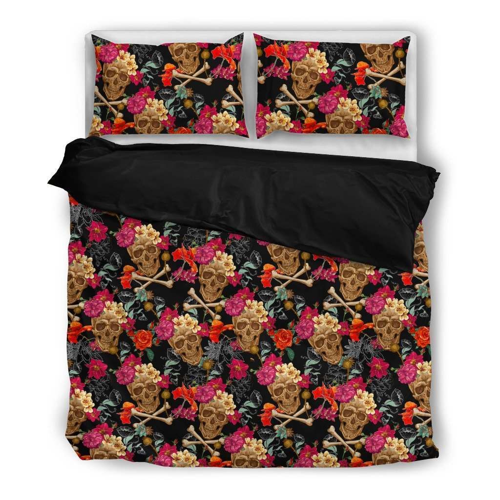 Flowers and Skulls Bedding Set