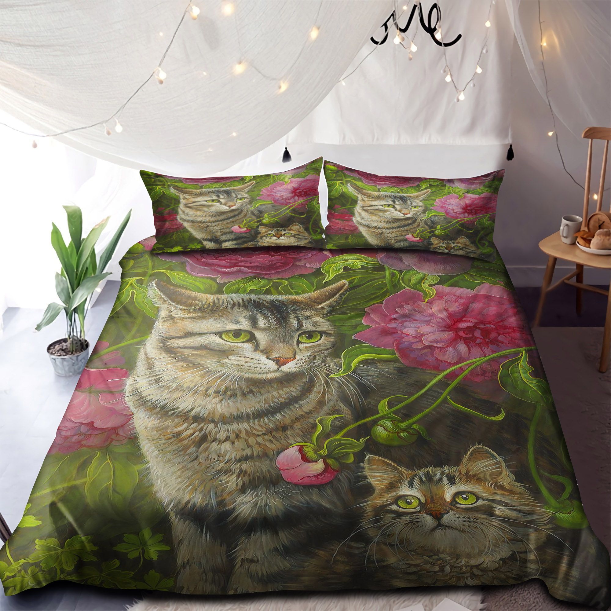 Flowers Cats Bedding Set