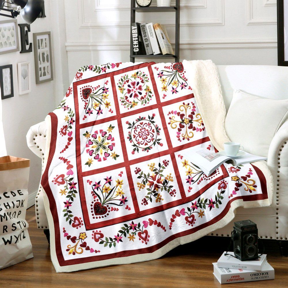 Flowers For My Valentine Sherpa Fleece Blanket