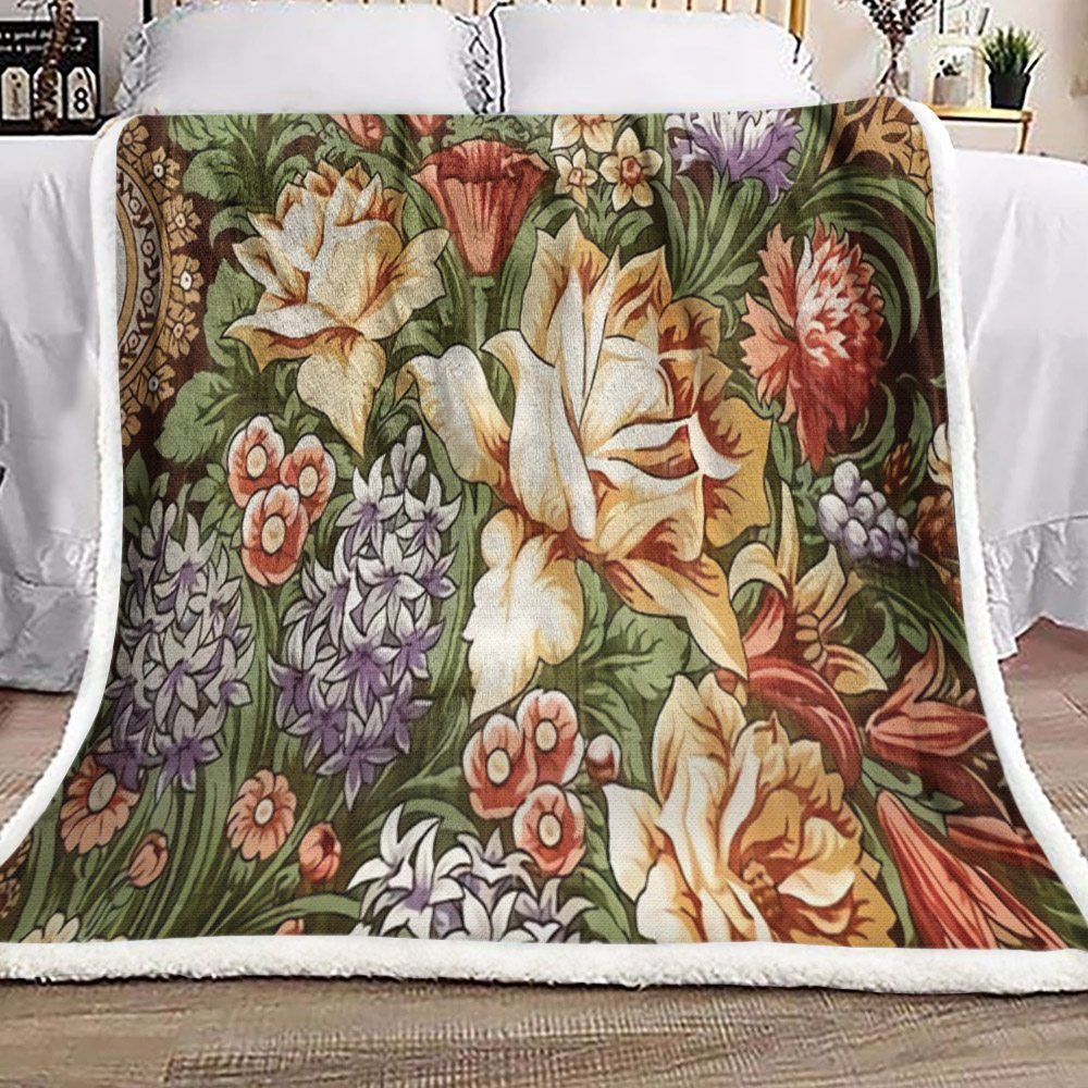 Flowers Garden Sherpa Fleece Blanket