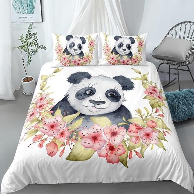 Flowers Girl Panda Bedding Set