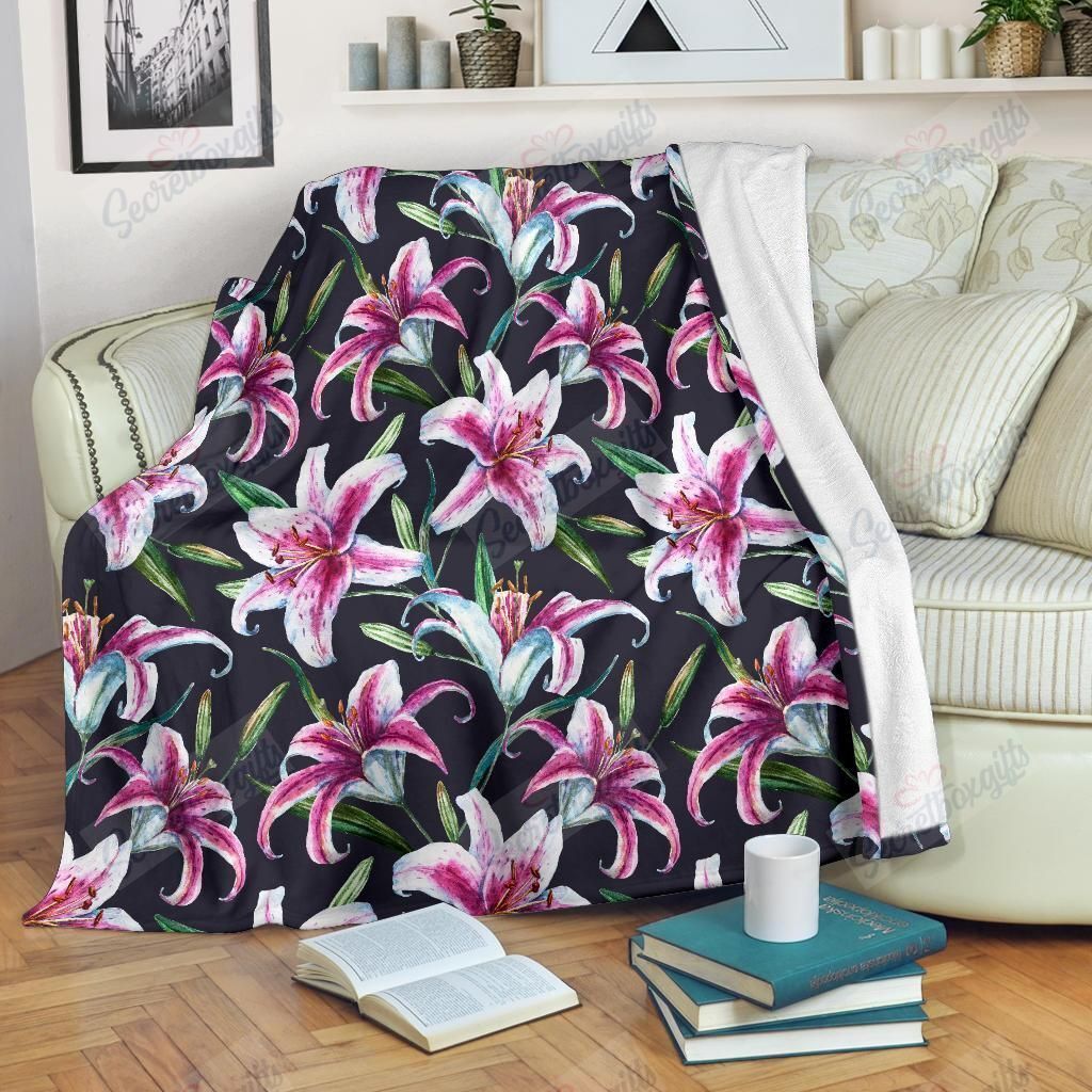 Flowers Lily Fleece Blanket