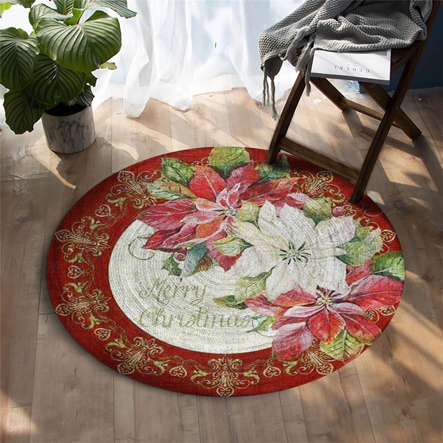 Flowers Of Christmas Round Carpet