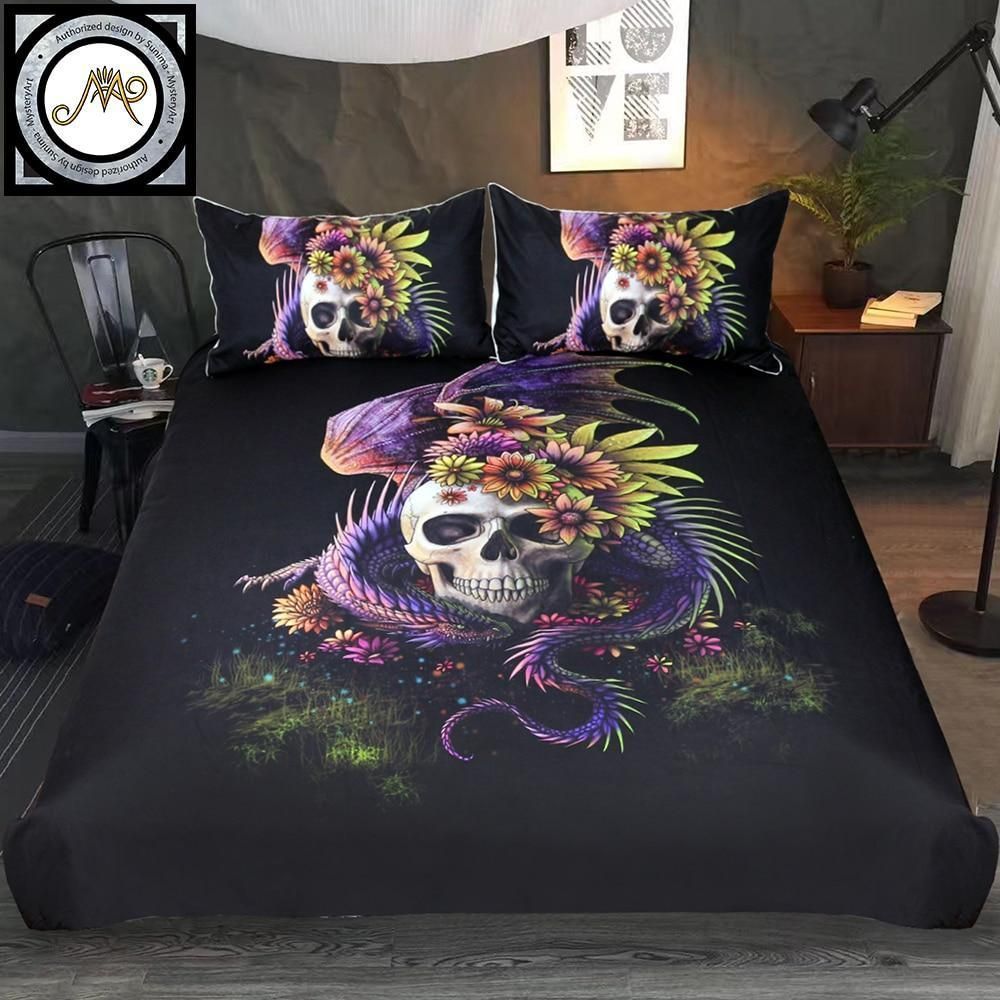 Flowery Skull Bedding Set