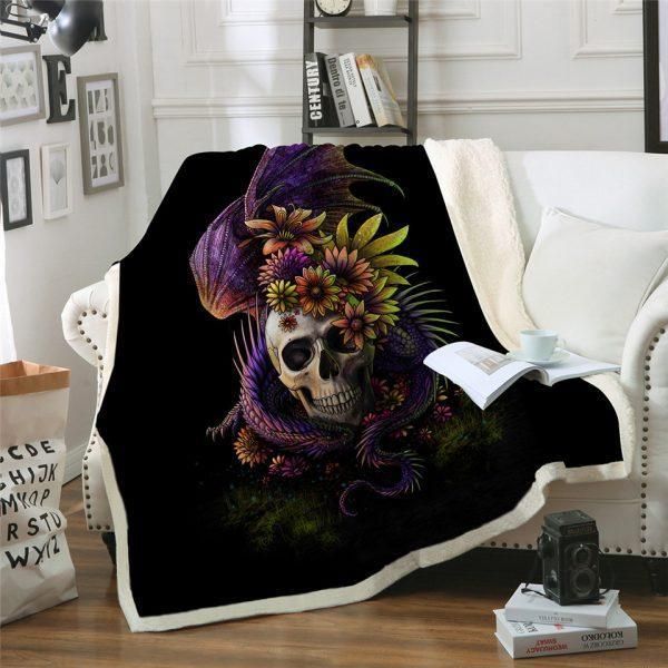 Flowery Skull Wild Life Soft Fleece Blanket