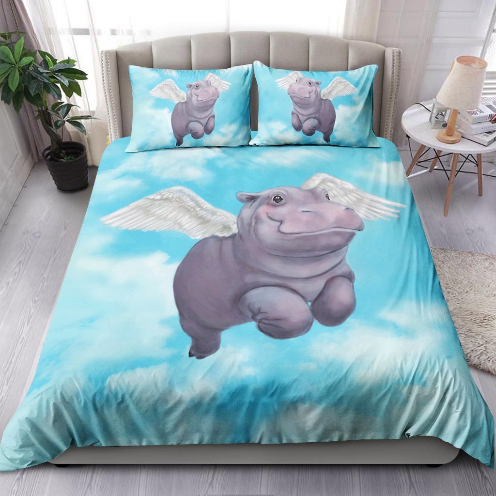 Flying Cute Hippo Bedding Set
