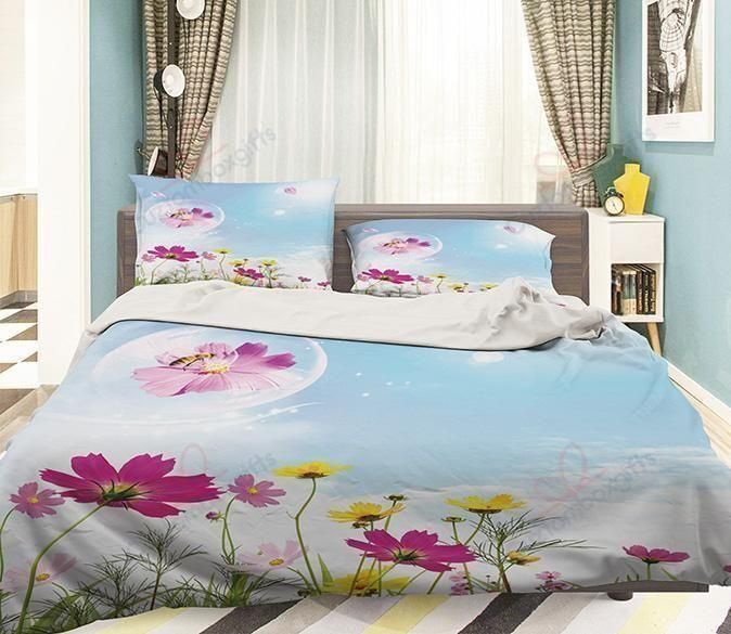 Flying Flowers Printed Bedding Set