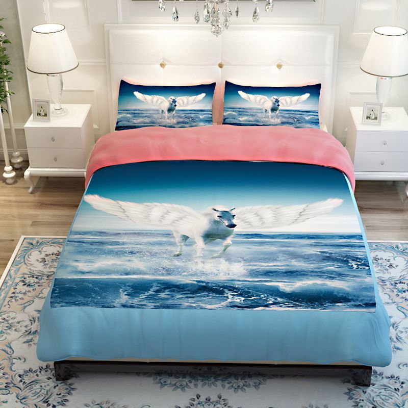 Flying Horse Pink Bedding Set