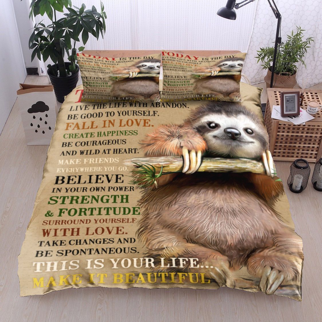 Folivora Sloth Today Is The Day Bedding Set