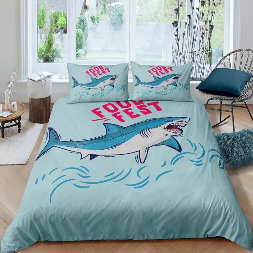 Food Fest Blue Whale Bedding Set