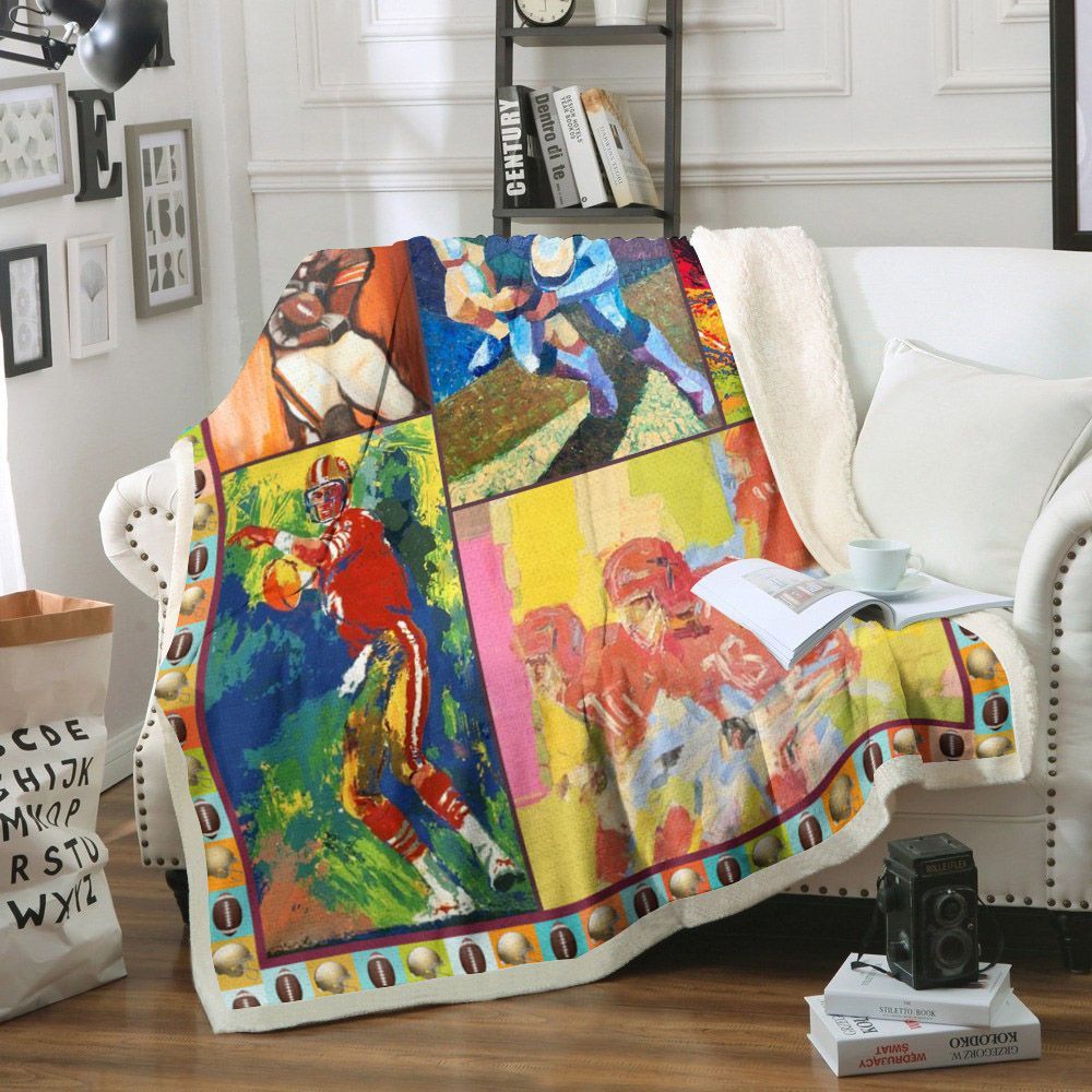 Football America Sherpa Fleece Blanket
