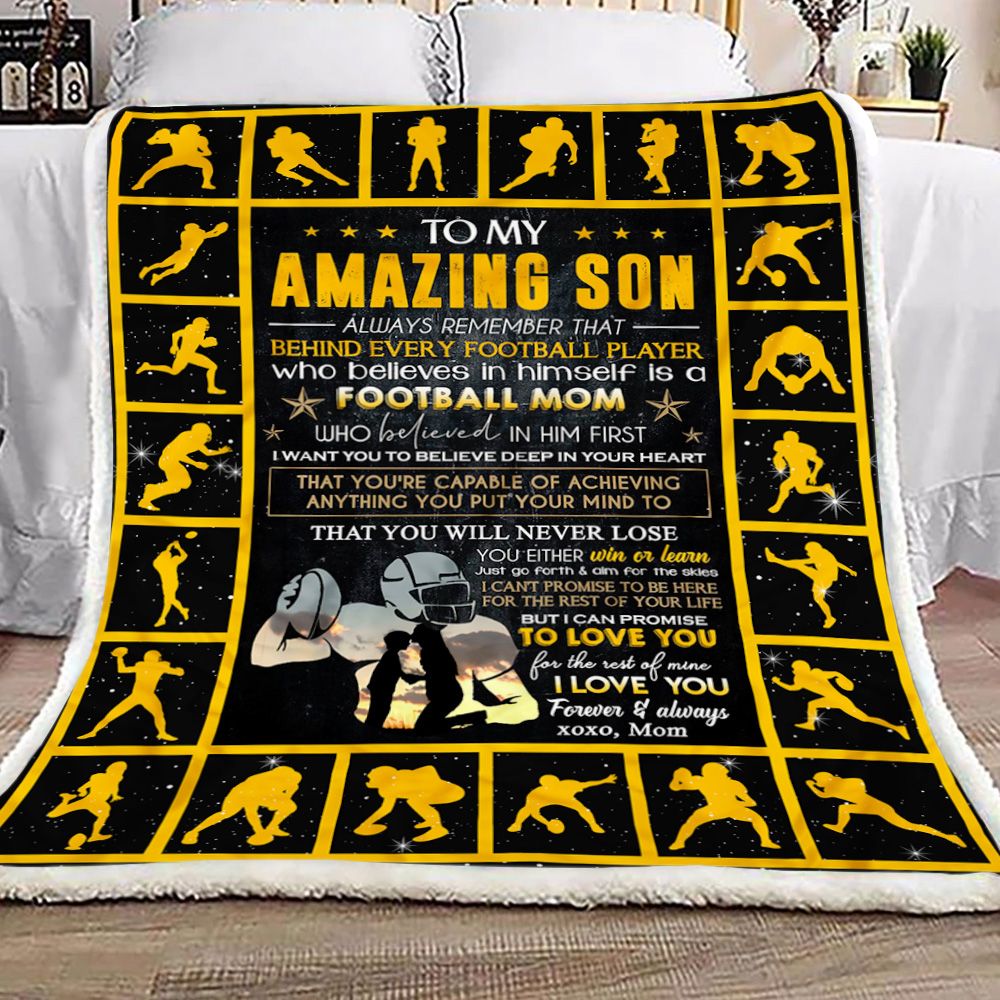 Football American To My Son Fleece Blanket