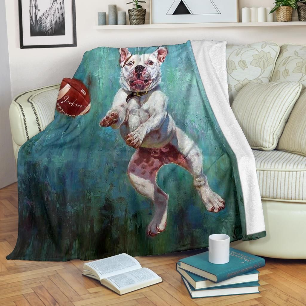 Football And Dog Sherpa Fleece Blanket