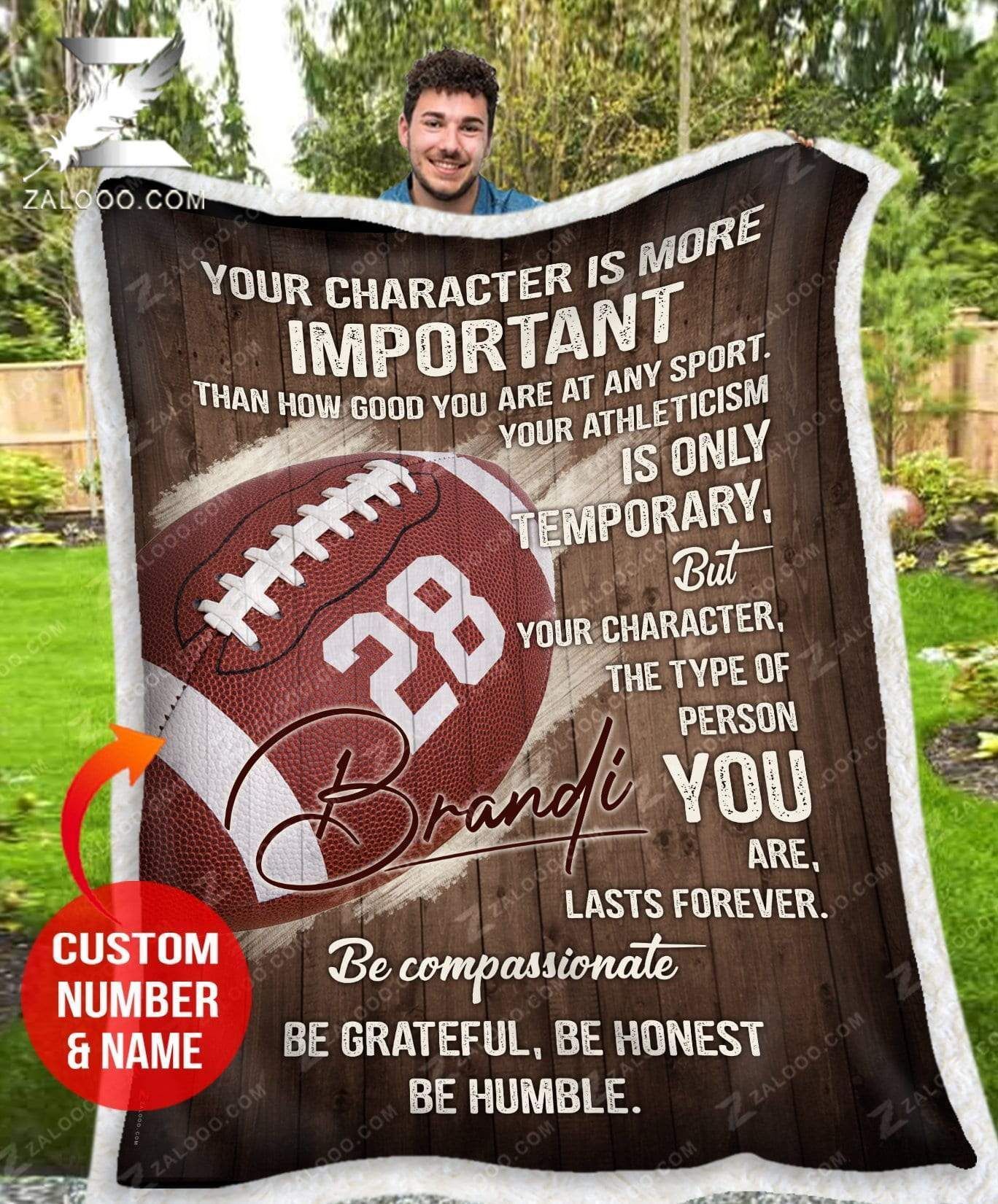 Football Blanket Be Humble Christmas Gift Custom Text Name Number Fleece Blanket
