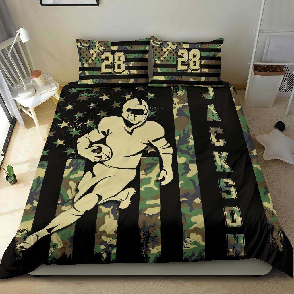 Football Camo US Flag Bedding Set