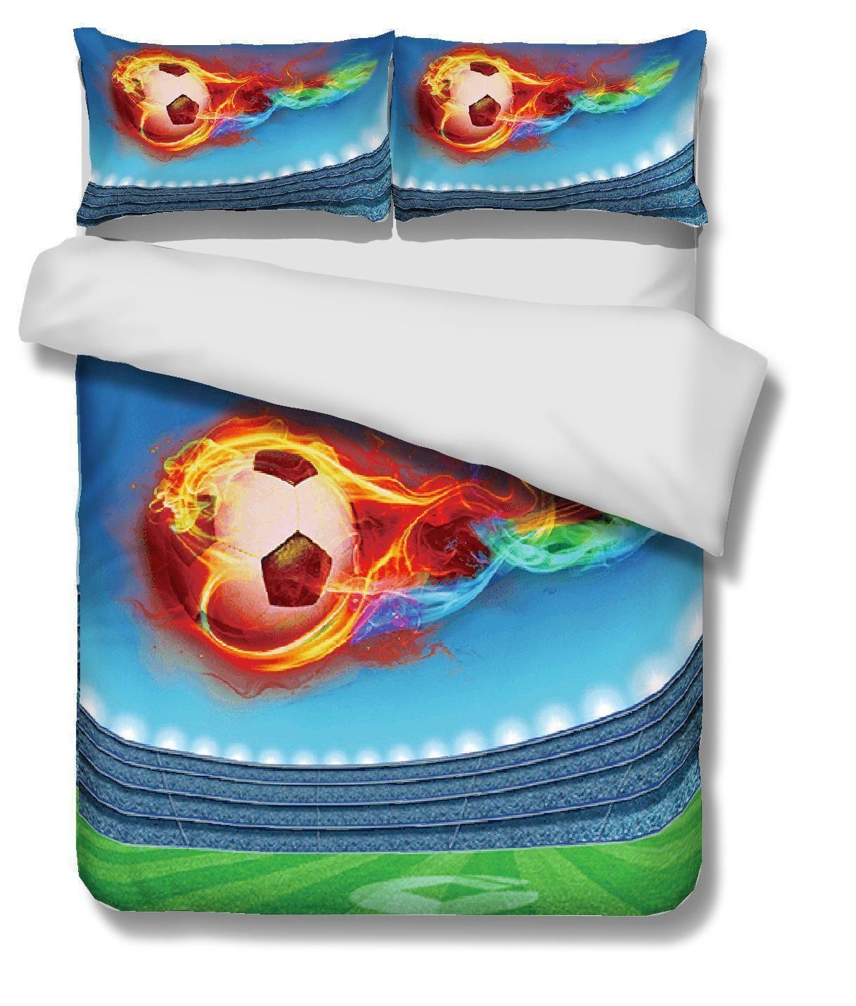 Football Fire Blue Bedding Set