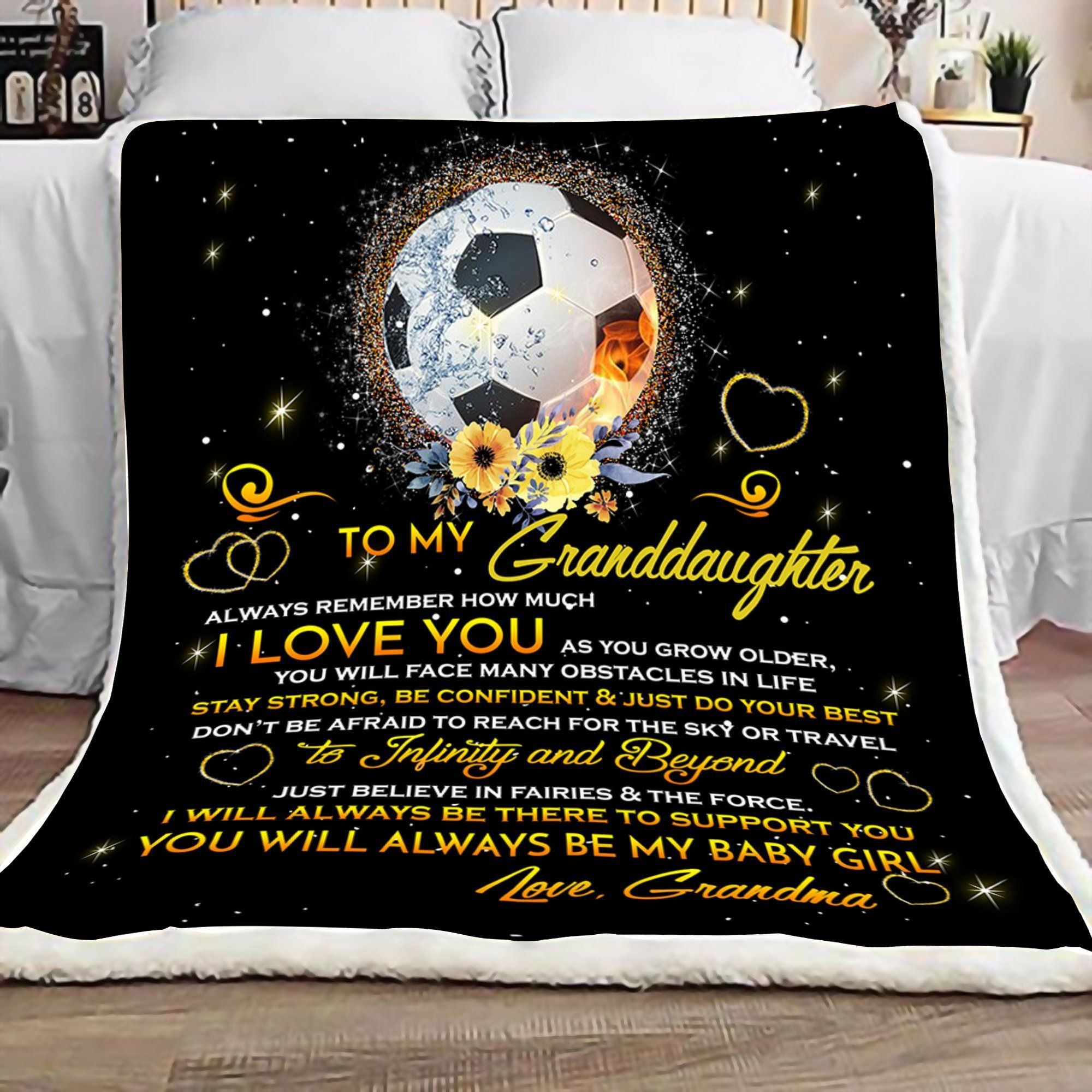 Football Grandma To Granddaughter Sherpa Fleece Blanket