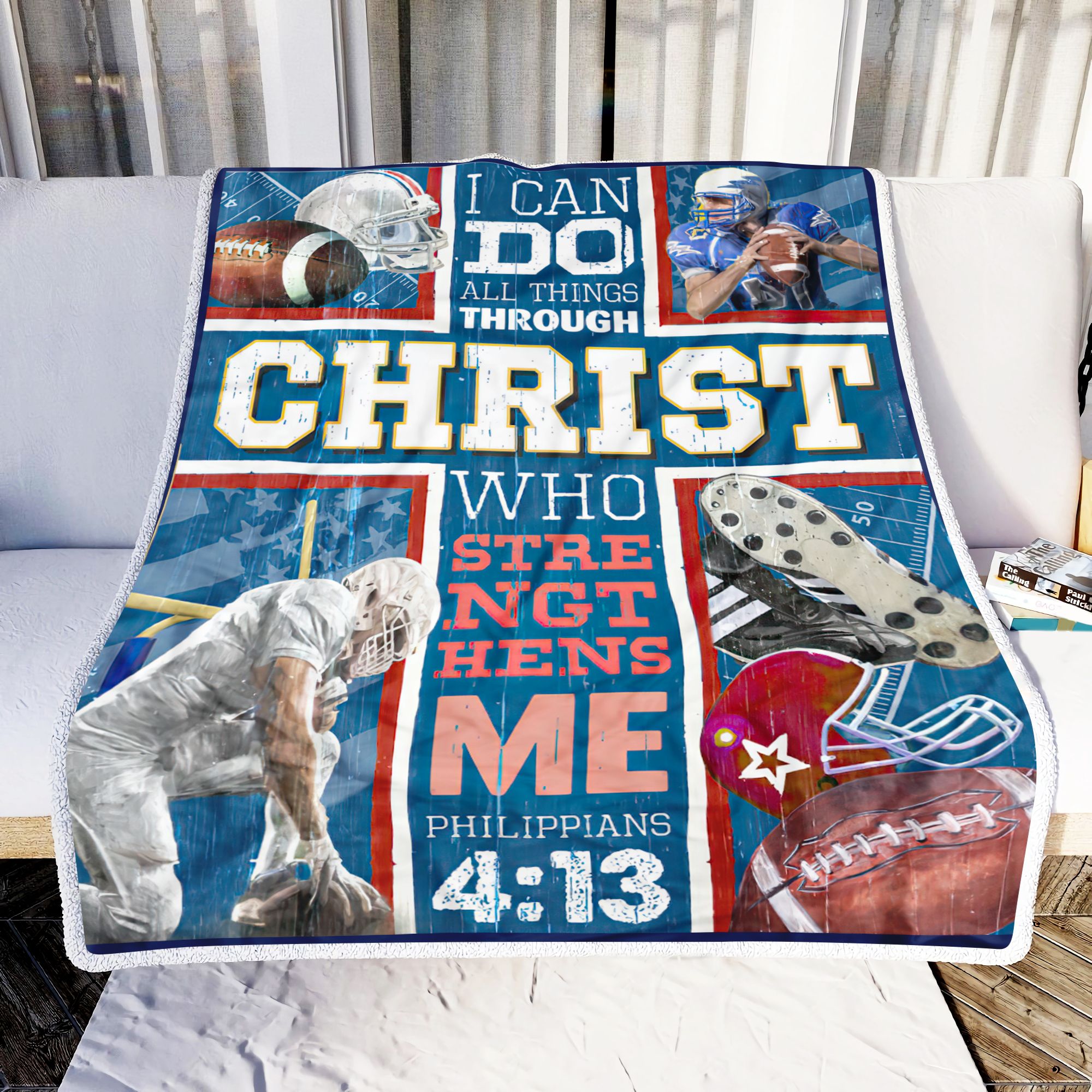 Football I Can Do All Thing Fleece Blanket
