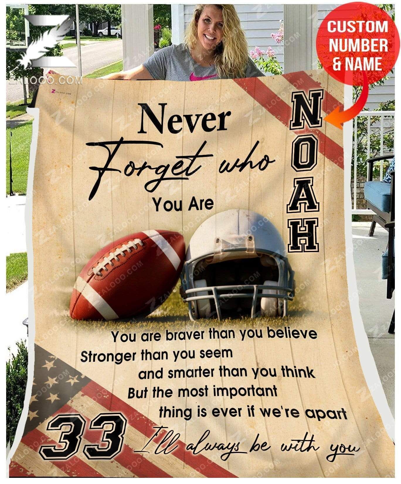 Football Never Forget Who You Are Custom Text Name Number Fleece Blanket