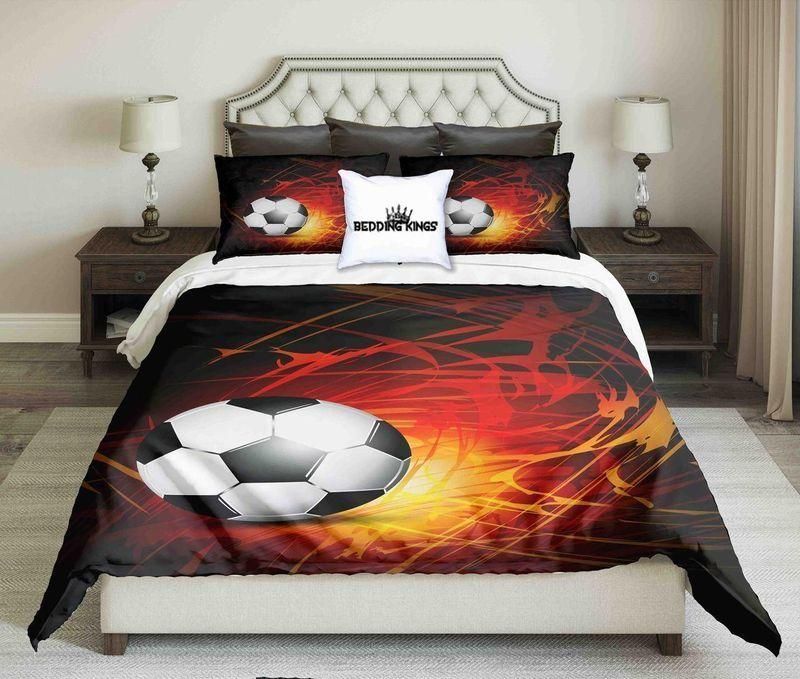 Football On Abstract Fire  Bedding Set