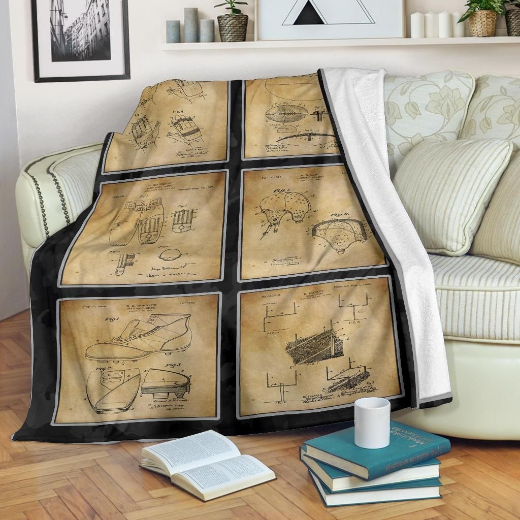 Football Patents Sherpa Fleece Blanket