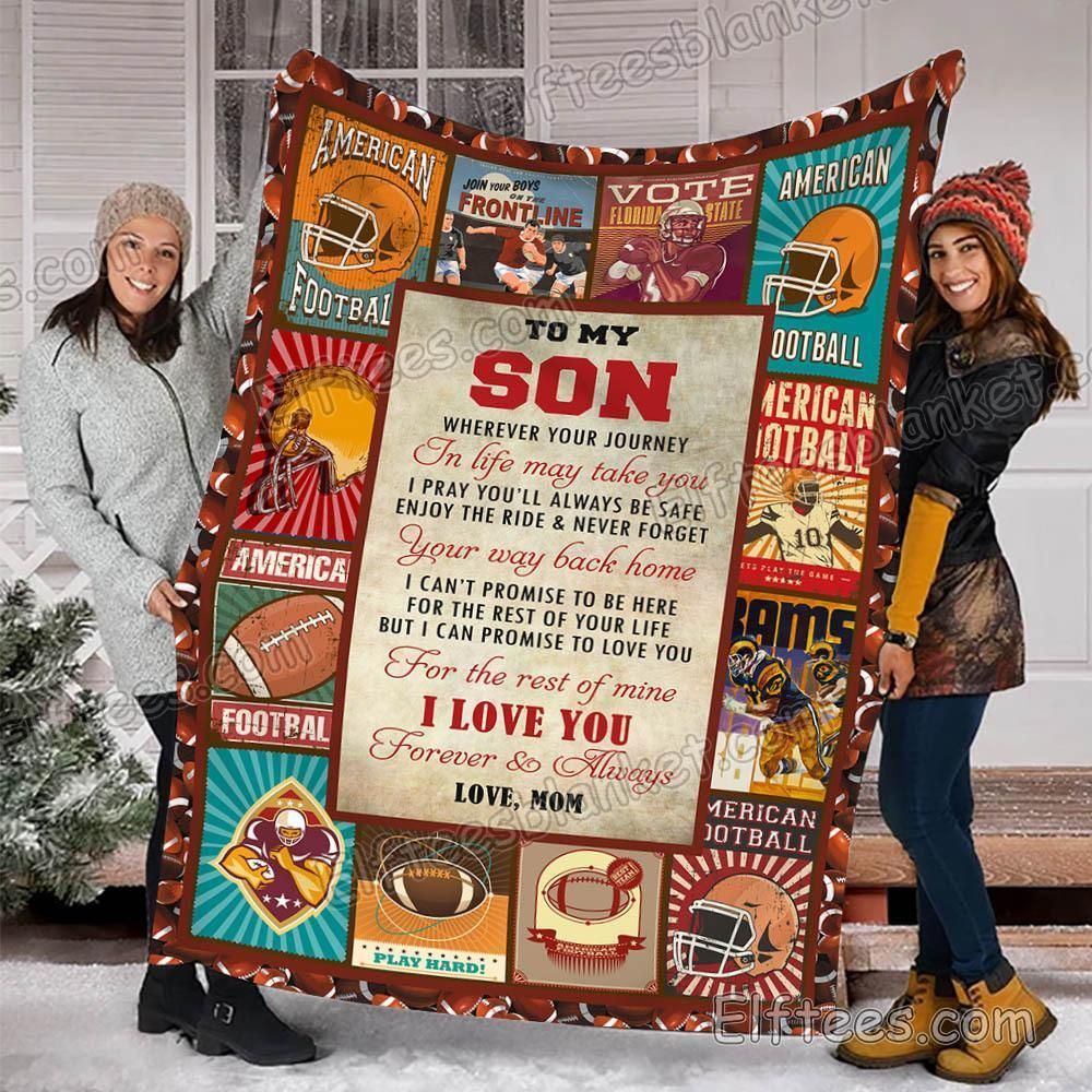 Football Player To My Son Sherpa Fleece Blanket