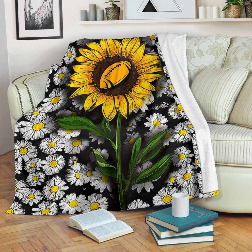 Football Sunflower Sherpa Fleece Blanket