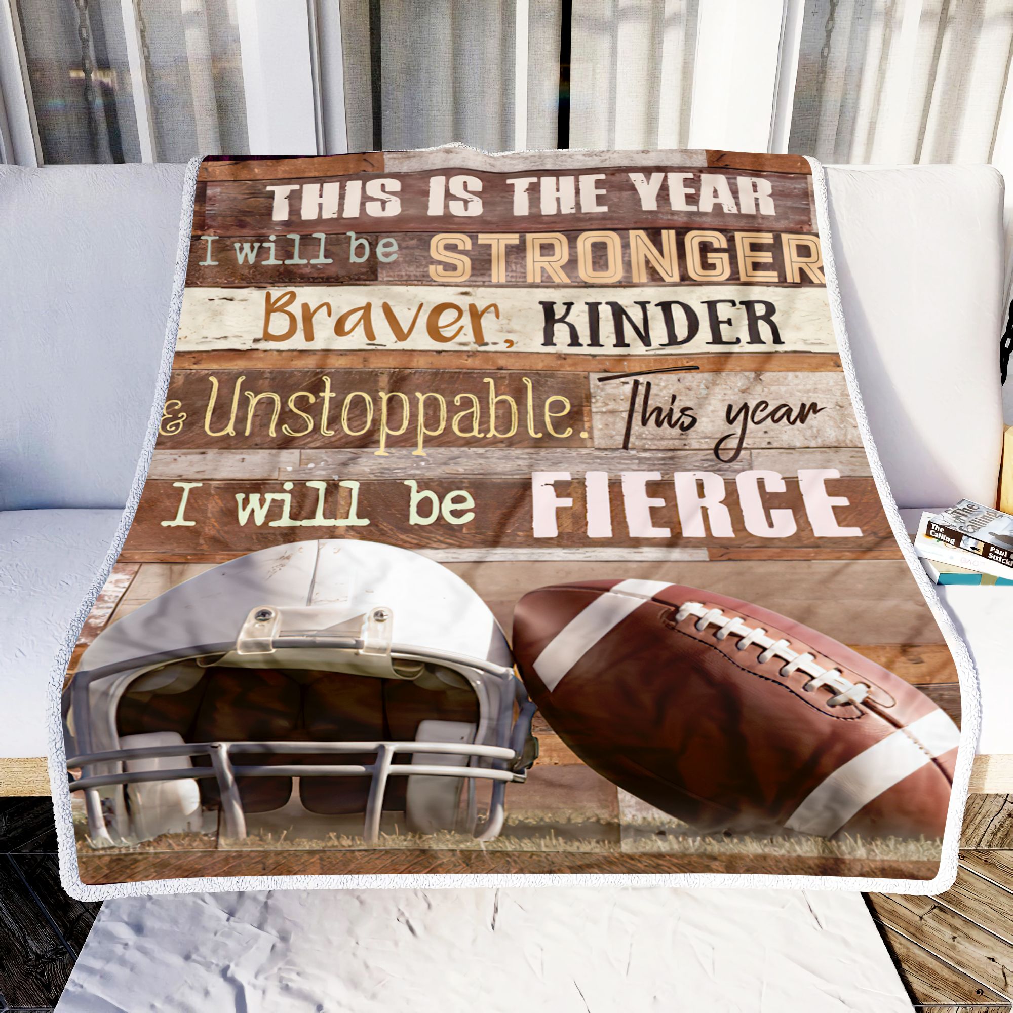 Football This Year I Will Be Stronger Fleece Blanket