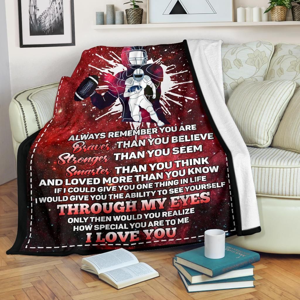 Football To My Grandson Sherpa Fleece Blanket