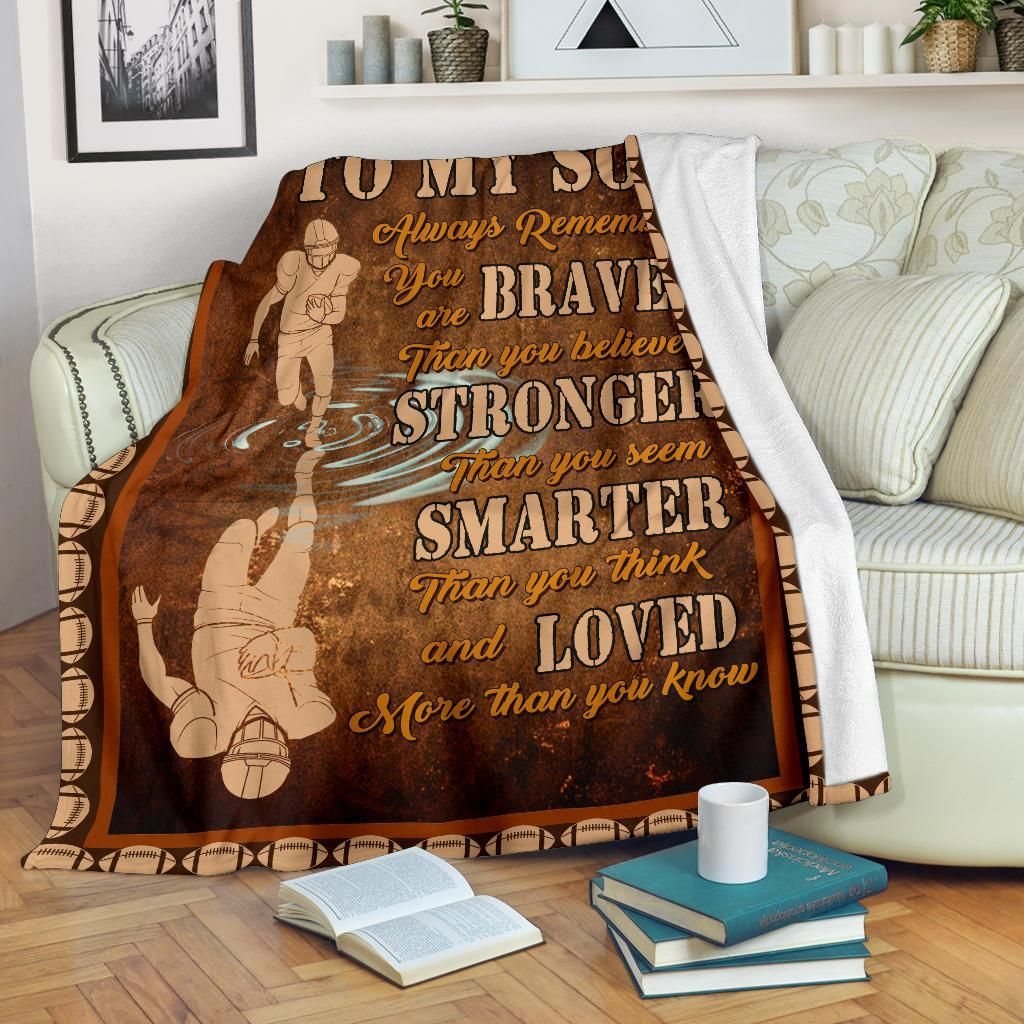 Football To My Son Stronger Sherpa Fleece Blanket