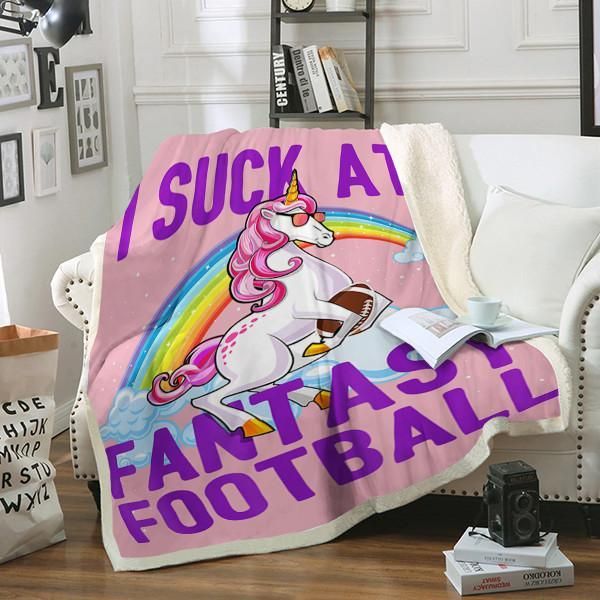 Football Unicorn Sherpa Fleece Blanket