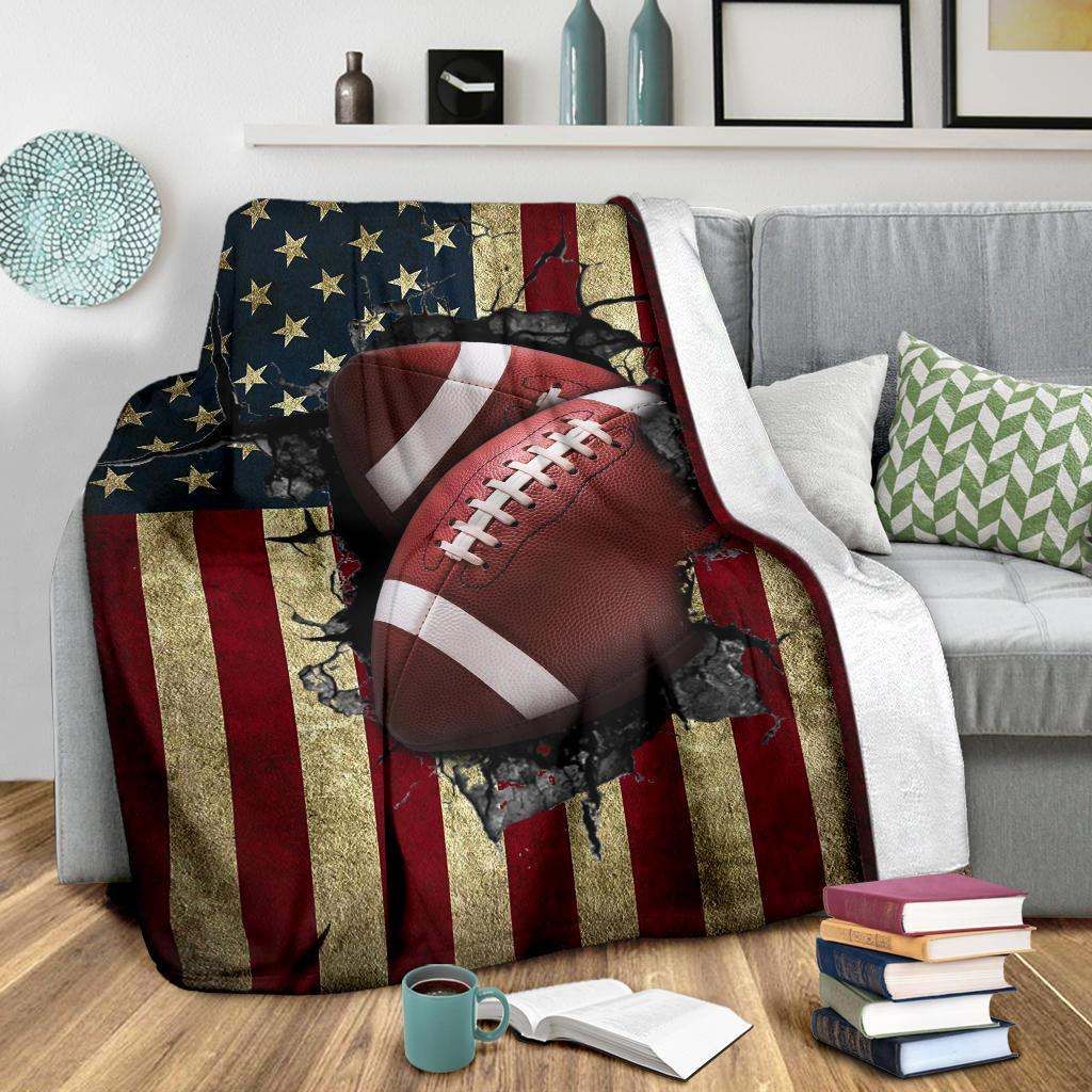 Football Us Flag Sherpa Fleece Blanket