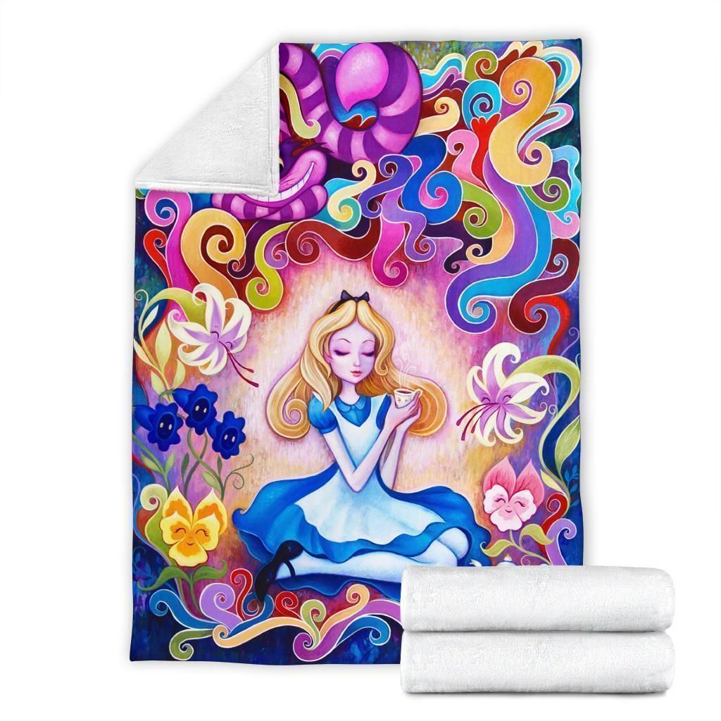 For Cartoon Lovers Alice In Wonderland Printed Fleece Blanket