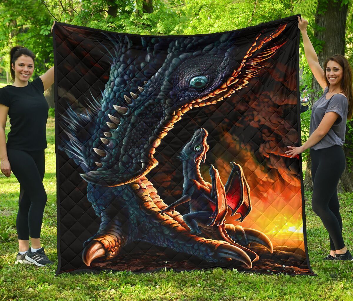 For Daughter Dragon Love Mom And Daughter Printed Fleece Blanket