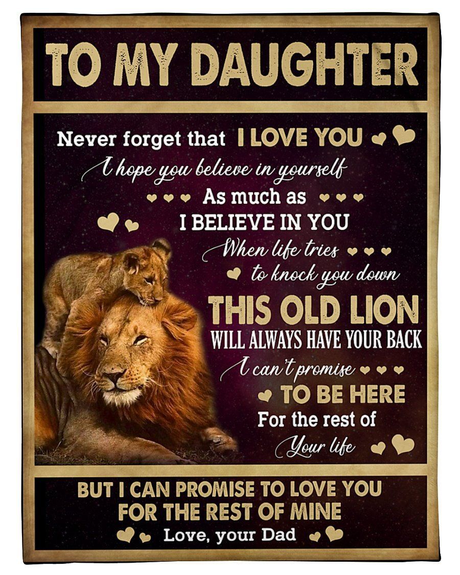 For Daughter This Old Lion Will Always Have Your Back Fleece Blanket Fleece Blanket
