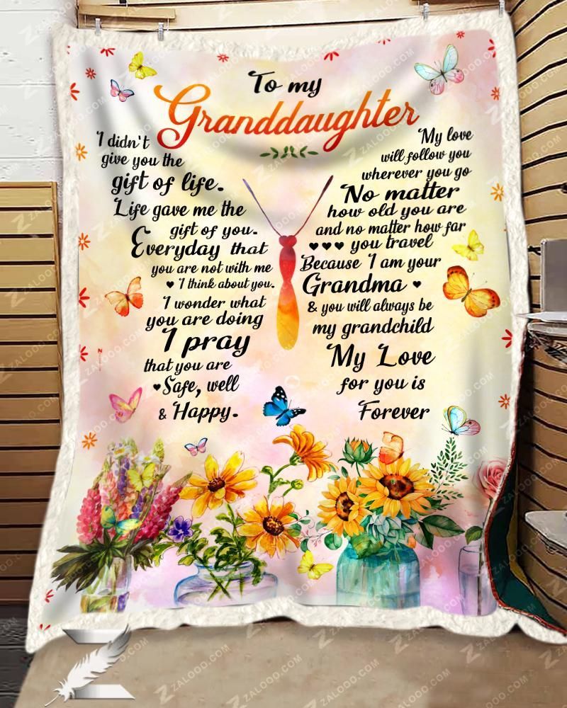 For Granddaughter From Grandma Butterfly My Love For You Is Forever Sherpa Fleece Blanket