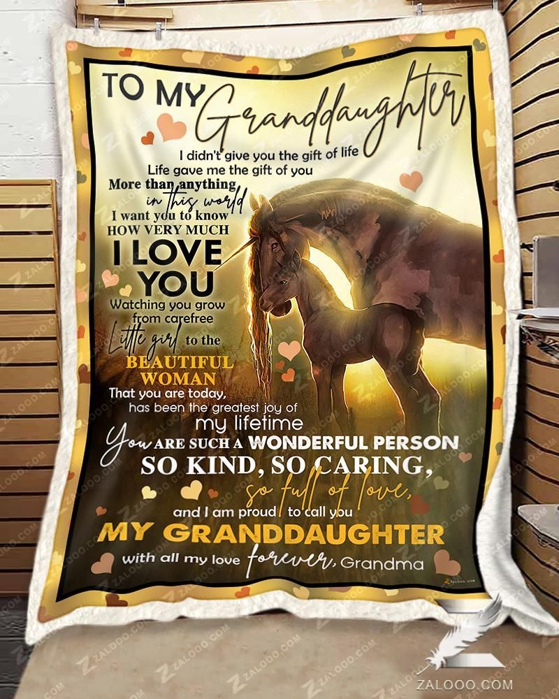 For Granddaughter From Grandma Horse Life Gave Me The Gift Of You Sherpa Fleece Blanket