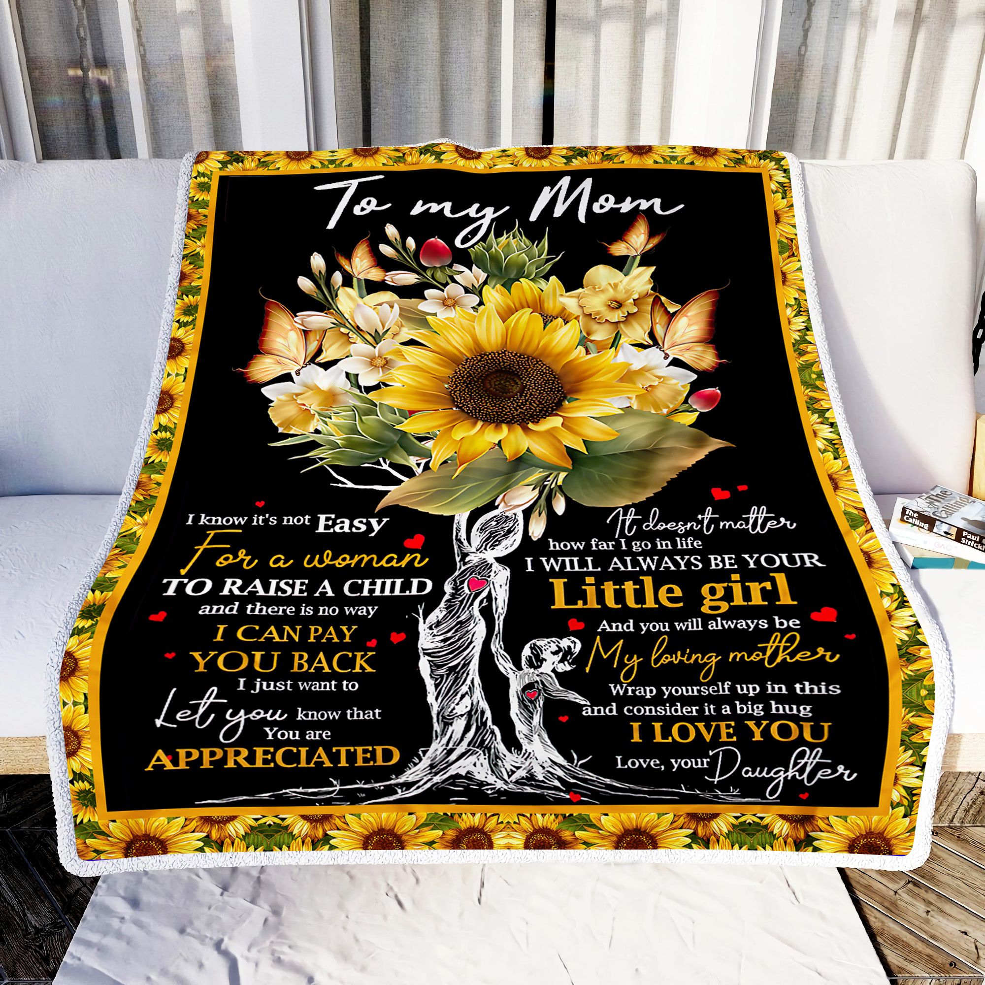 For Mom Sunflower To My Mom Fleece Blanket