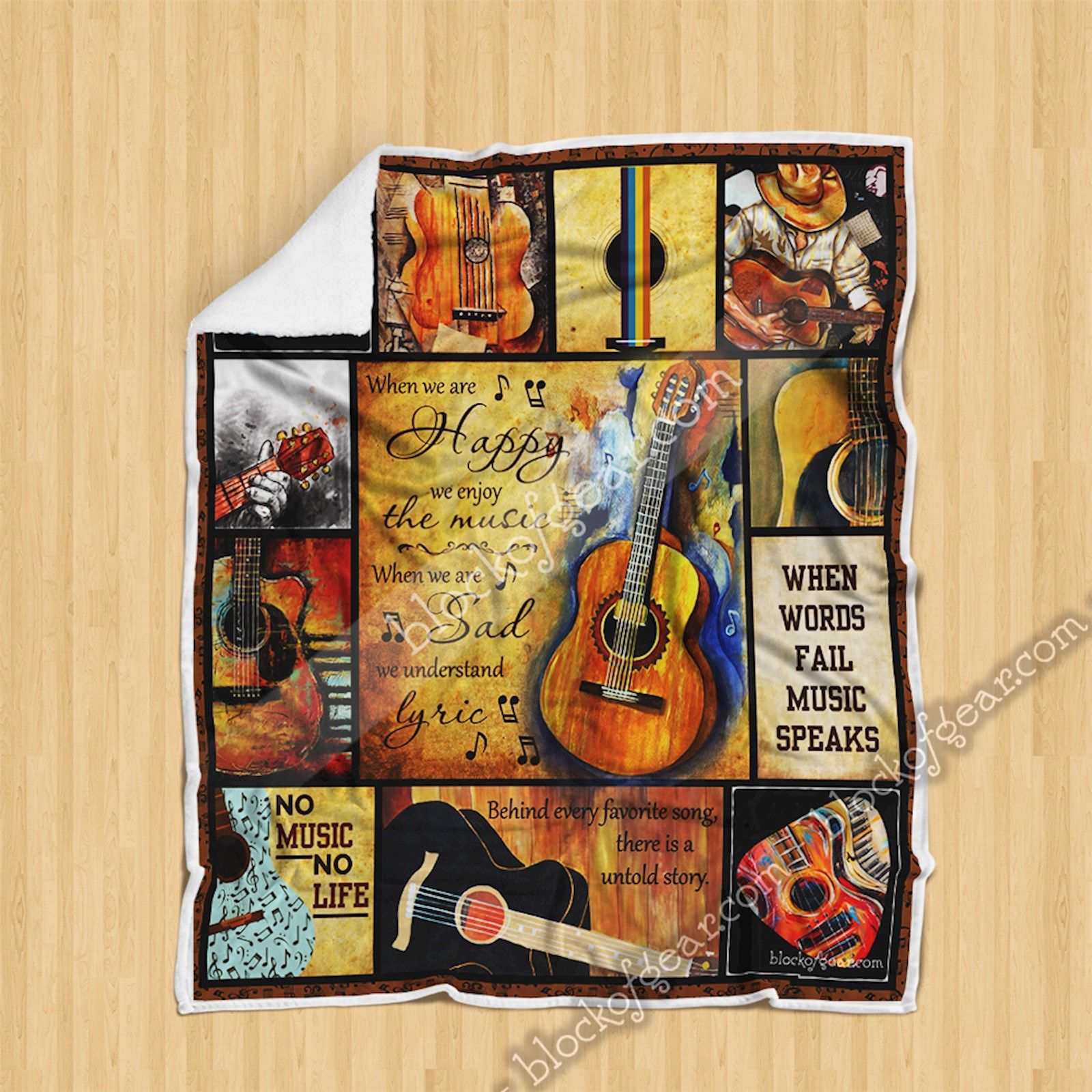 For Music Lovers Guitar Sherpa Fleece Blanket