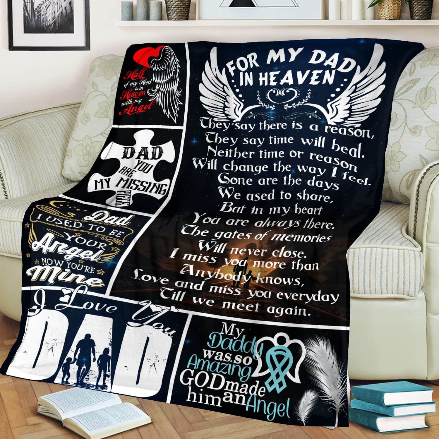 For My Dad In Heaven Till We Meet Again Shirt Sherpa Fleece Blanket