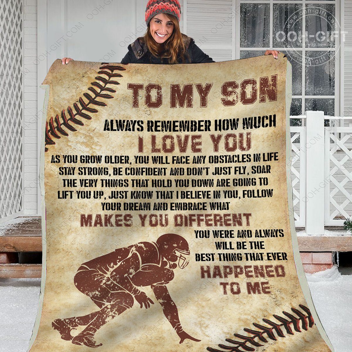 For My Son American Football Sherpa Fleece Blanket