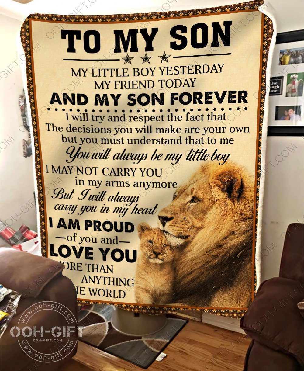 For Son With Two Lions Sherpa Fleece Blanket