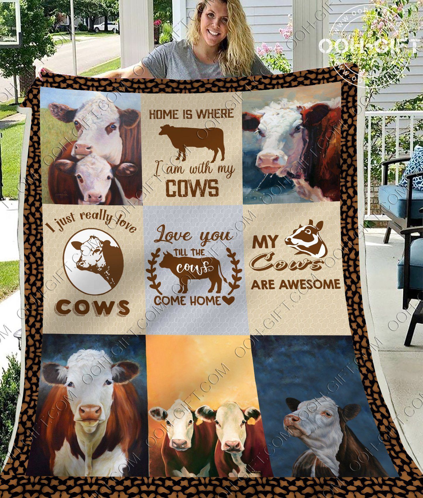 For Those Who Loves Hereford Cows Together With Some Funny Quotes Sherpa Fleece Blanket