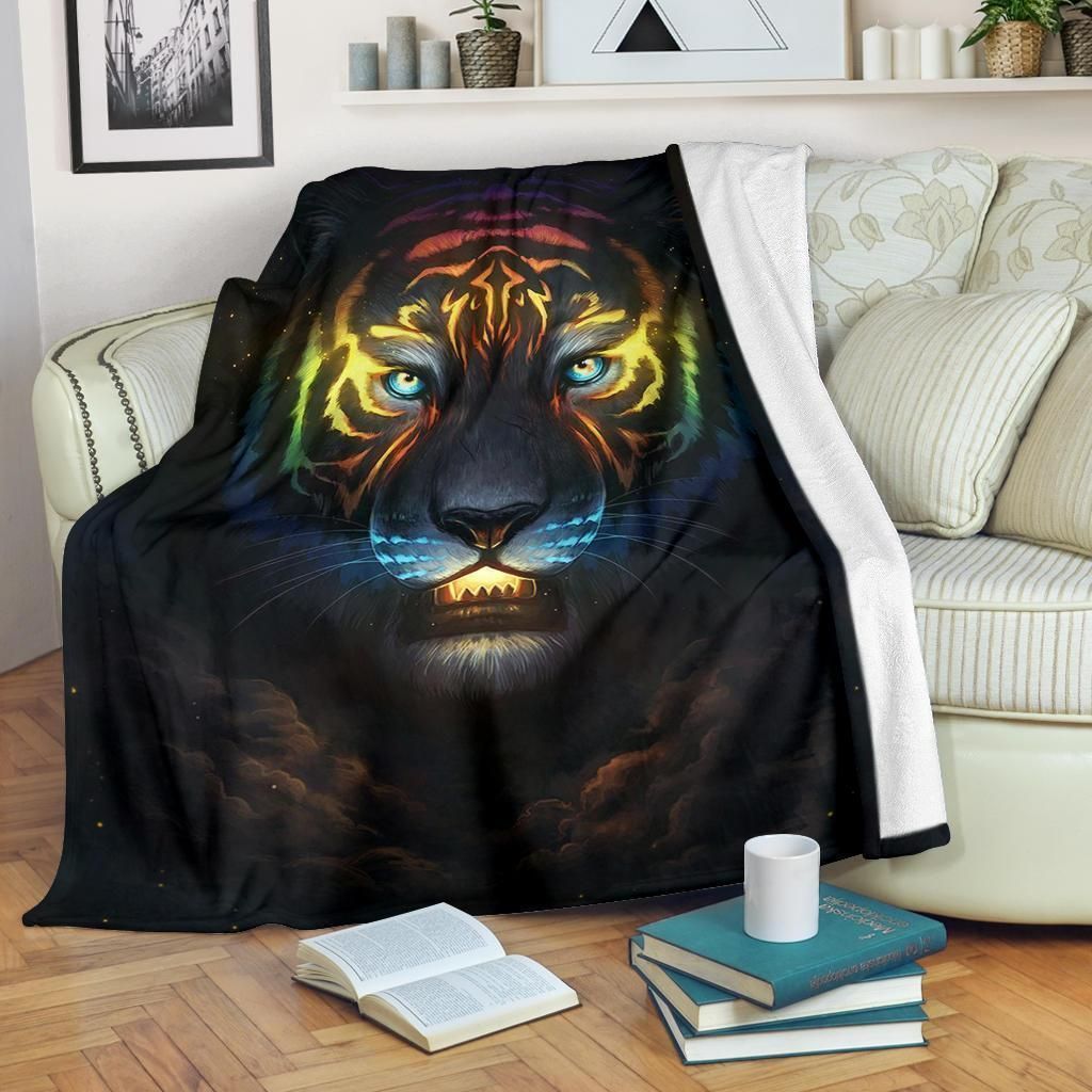 For Tiger Lover Gift Legendary Face Tiger Fleece Blanket